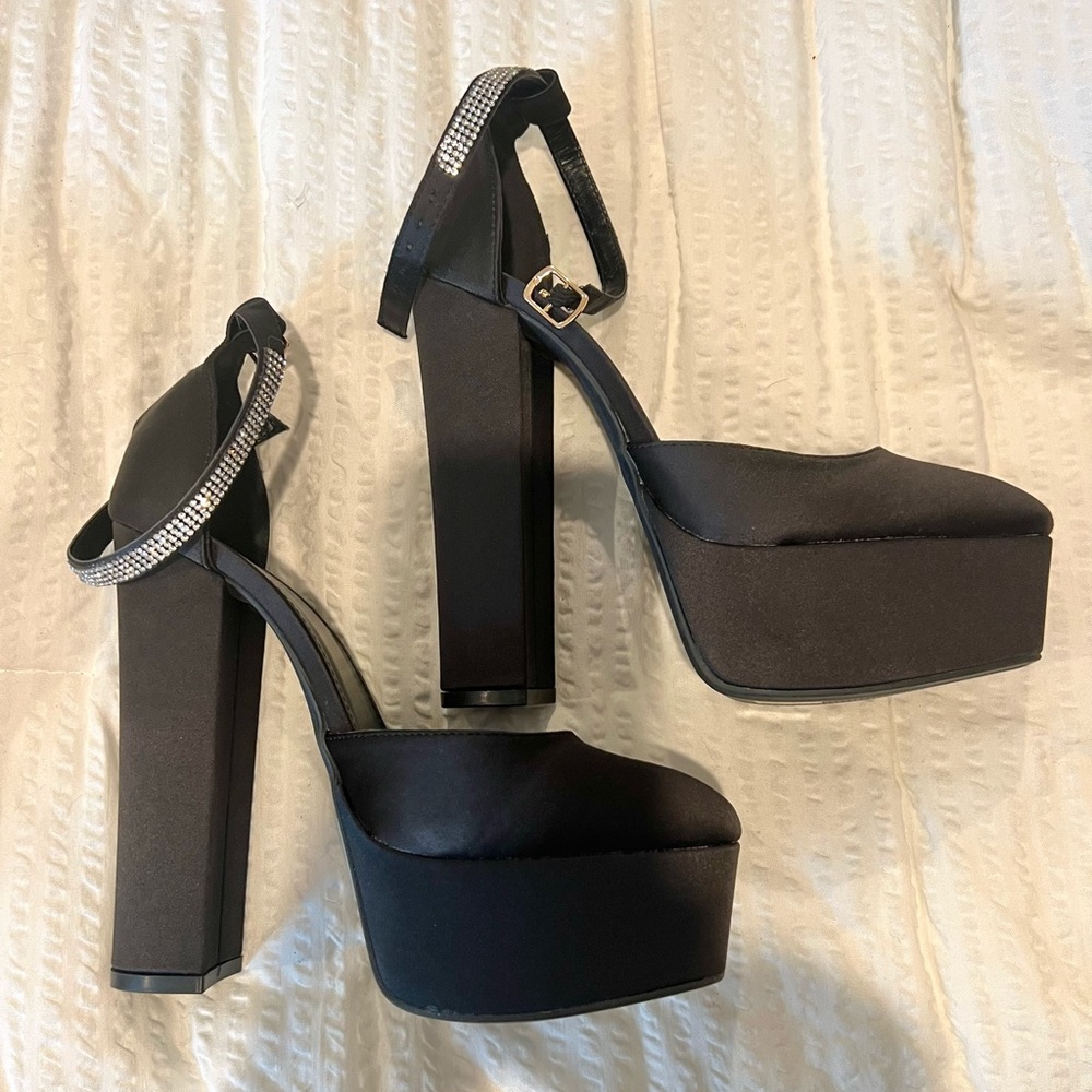 Black with bling tie back shoes